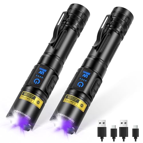 Flashlight UV 395nm Black Light Woods Lamp with Blacklight Combo (2 Count)