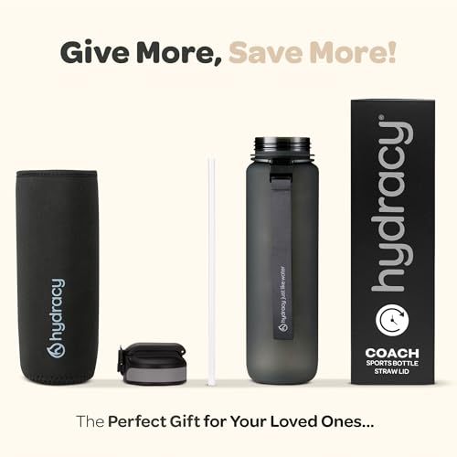 Motivational Water Bottle with Time Marker and Straw Lid 32 oz
