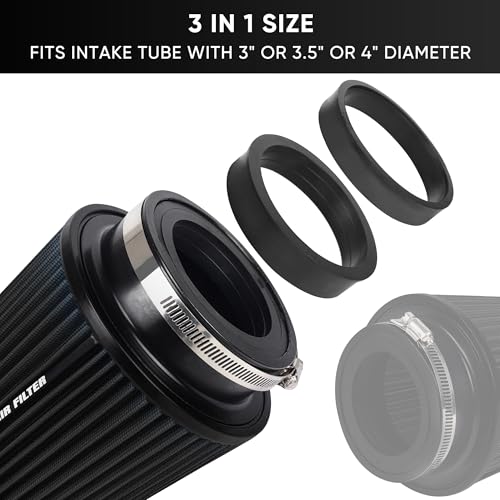 3 3.5 4 Inches Cold Air Intake Filter 76mm 89mm 101mm High Performance Washable Clamp