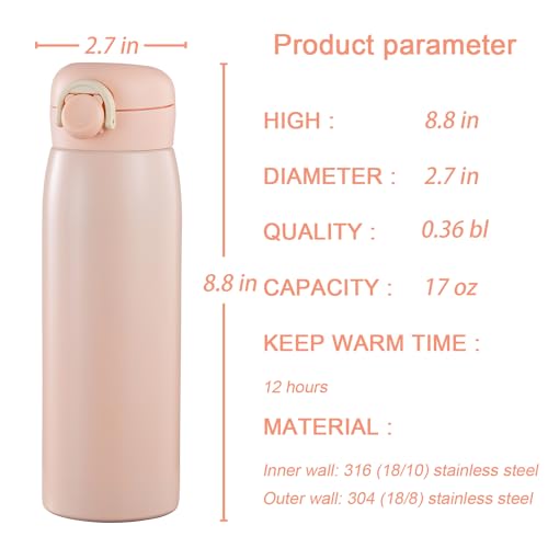 17 oz Mini Water Bottle Small Stainless Steel Thermoses