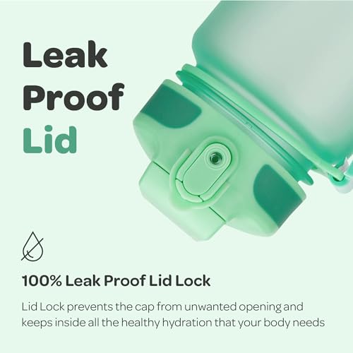 Motivational Water Bottle with Time Marker and Straw Lid 32 oz