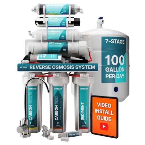 7 Stage Alkaline + UV Under Sink Reverse Osmosis System with Pump