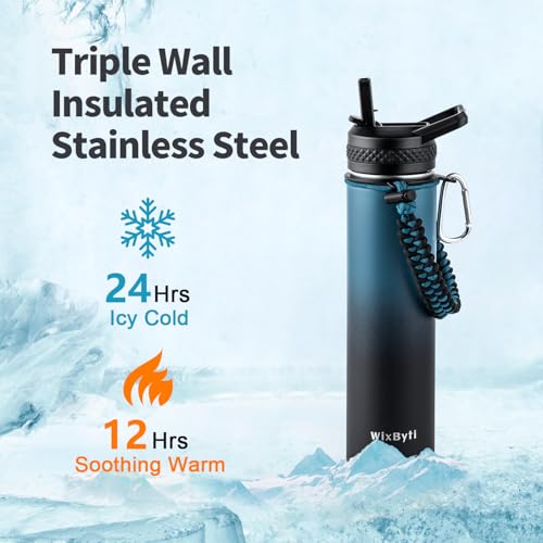 24 oz Insulated Water Bottle with Straw