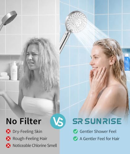 Filtered Shower Head with Handheld High Pressure 9 Spray Mode Showerhead Detachable Shower Head Water Softener Filters Beads for Hard Water Remove Chlorine 1 Filter Chrome