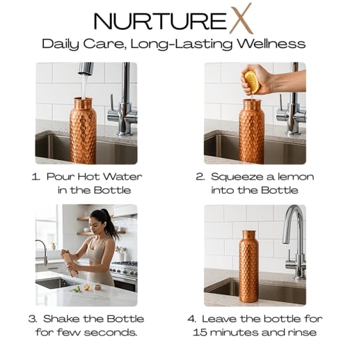 Pure Copper Water Bottle for Drinking 1 L