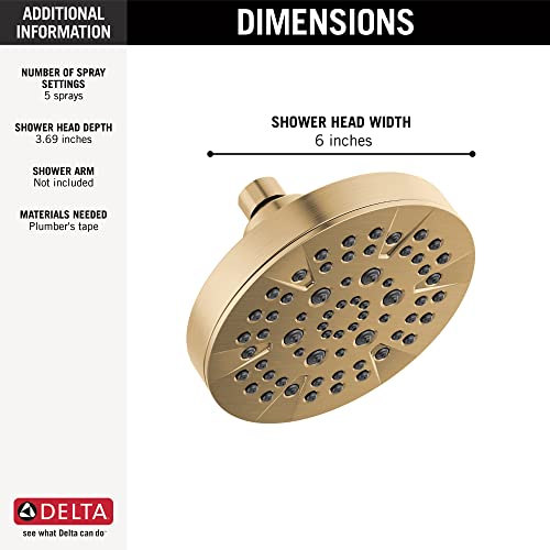 5 Setting Champagne Bronze Shower Head with High Pressure Spray