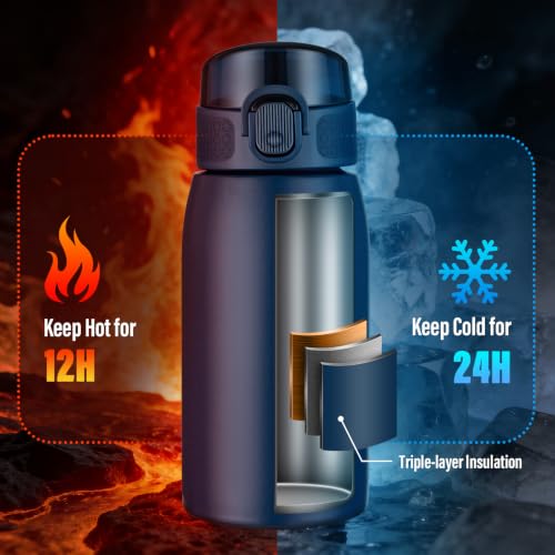 Insulated Water Bottle 12 oz with Dustproof Lid
