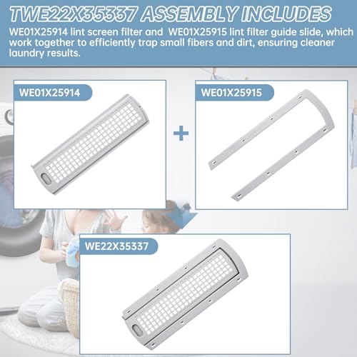 WE22X35337 Washer Dryer Lint Screen Cover Grid And Lint Filter Slide Guide Assembly