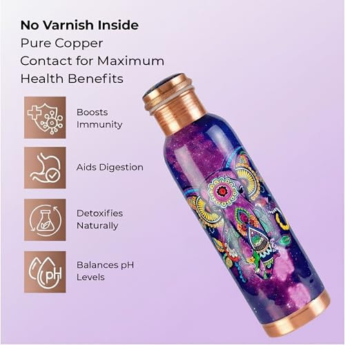 Black Wave Copper Water Bottle Pure Copper Vessel for Drinking