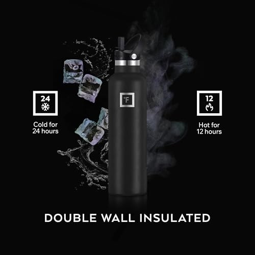 24 oz Narrow Mouth Water Bottle with 3 Lids