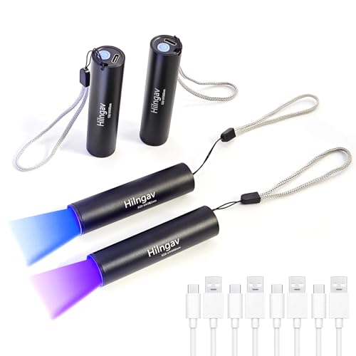4 Pack Rechargeable Black Flashlight Small UV Black Flash Light 395 NM 365 NM Mini Blacklight Flashlights USB C Charging LED Handheld Torch for Pet Dog Urine Resin Curing Fluorescent Detection (4 Count)