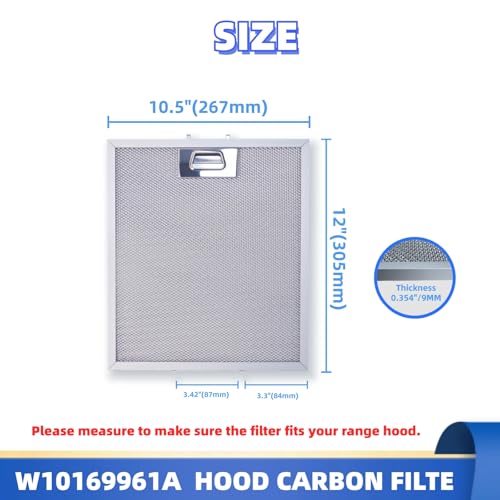 Upgraded 5 Layer Aluminum W10169961 Range Hood Filter 10.5x12in 2 Pack