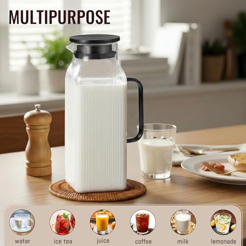 2 Liter 68 oz Square Glass Pitcher with Lid