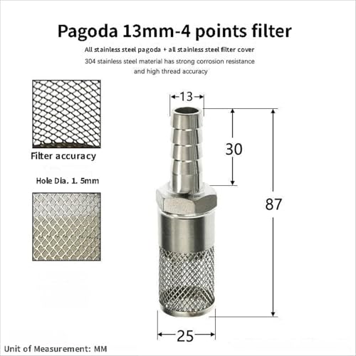 304 Stainless Steel Water Pump Filter Hose End Strainer Barbed Inline Mesh Screen