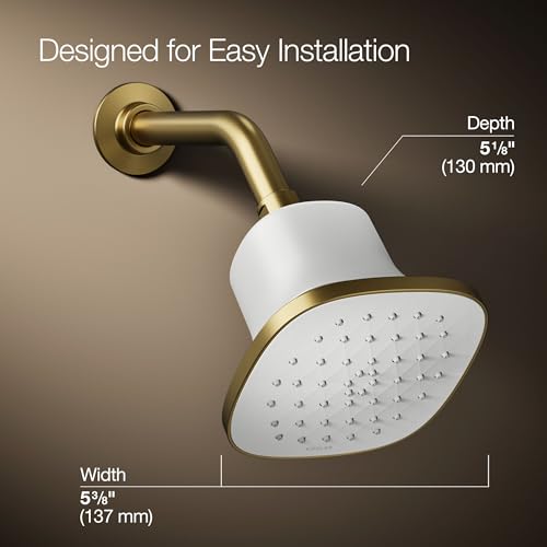 37722-G-2MB Cinq Square Single-Function Filtered Showerhead, Five-Layer Filtration, 1.75 GPM, Contemporary Design, Easy to Clean, Vibrant Brushed Moderne Brass
