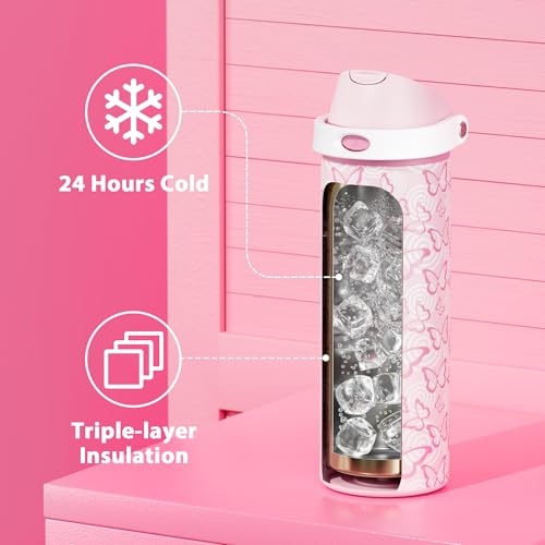 24 oz Insulated Water Bottle with Straw