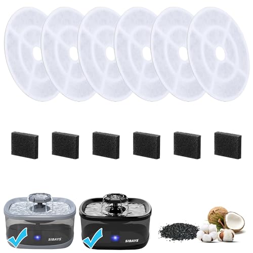 6 Pack 7" Large Cat Water Fountain Filters Replacement for 2.5Gal (6 Count)
