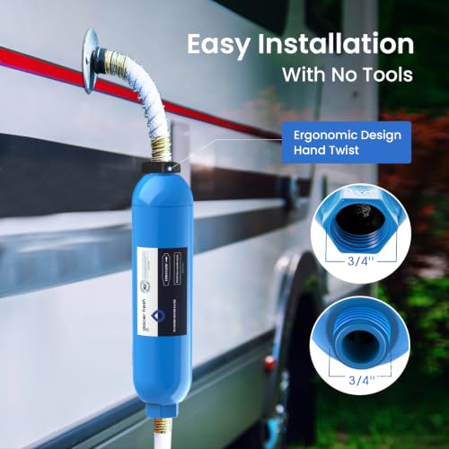RV Marine Water Filter with 1 Flexible Hose Protectors 2 Pack (2 Count)