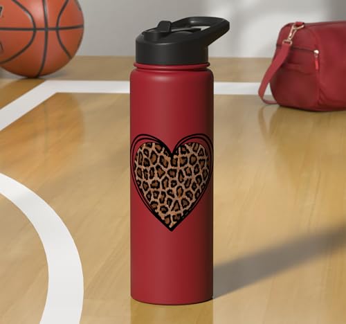 Heart Shape Cute Cheetah Leopard Print Graphic Stainless Steel Insulated Water Bottle