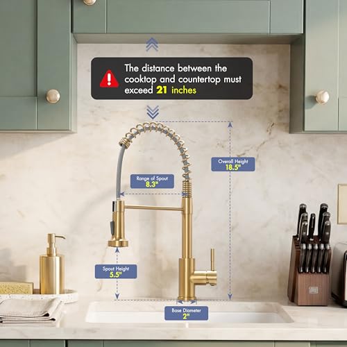 Kitchen Faucet with Pull Down Sprayer Brushed Gold