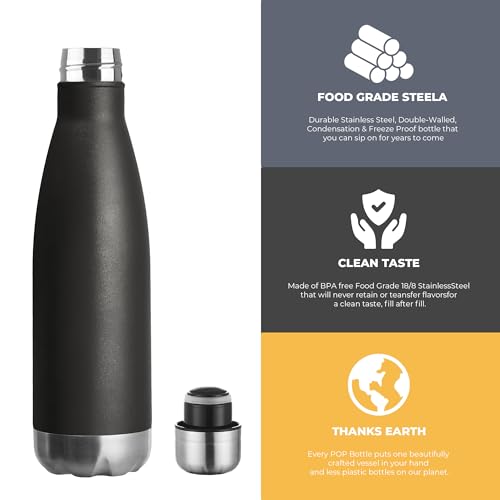 17oz Sport Water Bottle 12 Pack Vacuum Insulated Stainless Steel Leak (12 Count)
