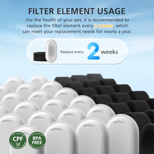 50 Pack Cat Water Fountain Filters for Stainless Steel Pet Water Dispenser (25 Count)