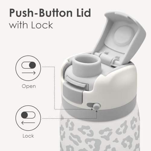 Leopard Print Insulated Stainless Steel Water Bottle with Straw for Sports and Travel