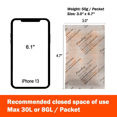 50Gram 40Packets Fonday Moisture Indicating Silica Gel Desiccant Packs