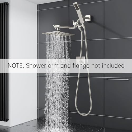 All Metal 10" Dual Square Shower Head Combo