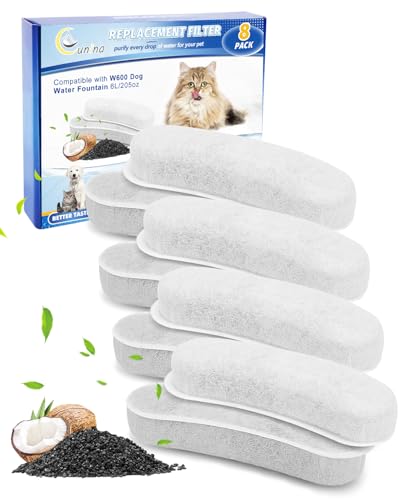 8 Pack Pet Water Fountain Filters for W600 Dog Water Bowl 205oz (12 Count)