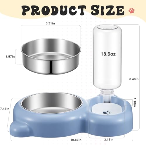 Blue Cat Food and Water Bowl and Non (2 Count)