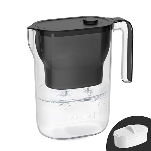 PT-05BL-L Water Filter Pitcher, 7-Cup, NSF Certified, Black