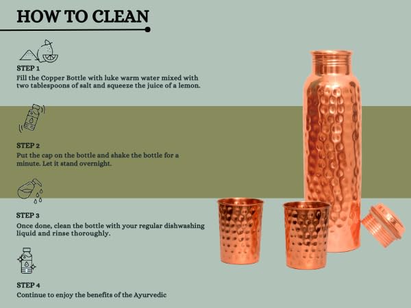 Pure Copper Water Bottle (3 Count)