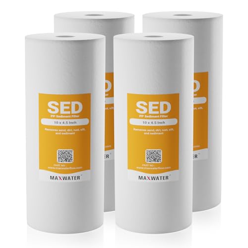 1 Micron 10 x 4.5 Whole House Sediment Filter Cartridge for Whole House Water Filter Replacement Compatible with DGD (4 Count)