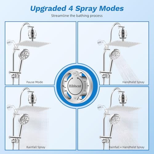 12" Dual Filtered 10" Rainfall Shower Head with Handheld 10