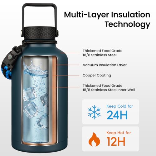 87 oz Insulated Stainless Steel Water Bottle Jug with Handle
