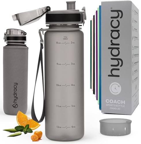 Motivational Water Bottle with Time Marker & Fruit Infuser 17 oz