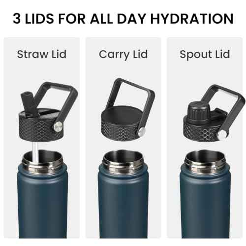 32 oz Insulated Stainless Steel Water Bottle with Straw Lid