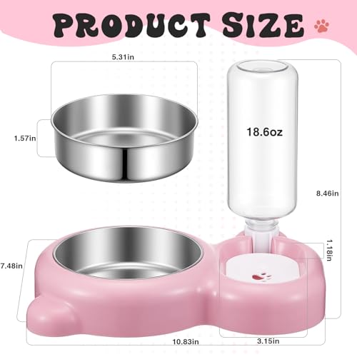 Pink Cat Food and Water Bowl and Non (2 Count)