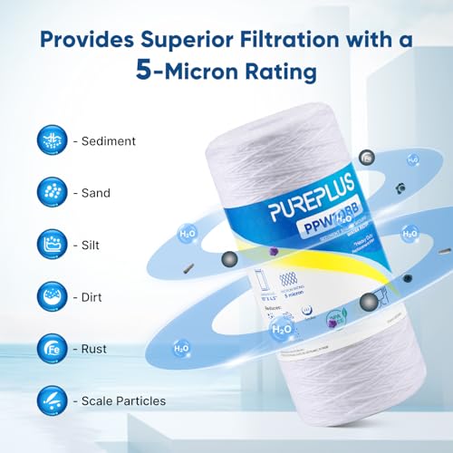 5 Micron 10 x 4.5 Whole House String Wound Sediment Filter for Well Water (3 Count)