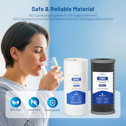 2 Stage 10" x 4.5" Whole House Sediment and CTO Carbon Block Water Filter (2 Count)