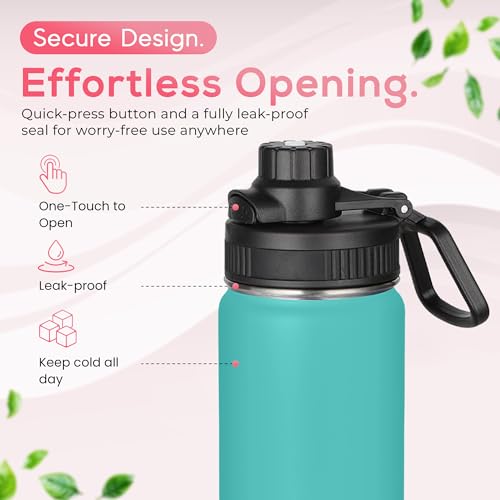 Y TOP 24 oz Insulated Water Bottle Leak Proof Spout Lid Fits in Car Cup Holder