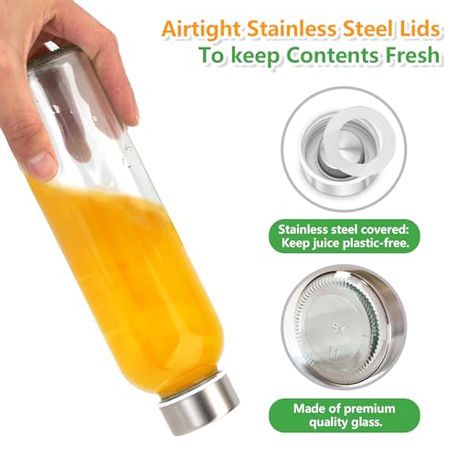 18 oz Glass Juice Bottles with Gold Lids (3 Count)