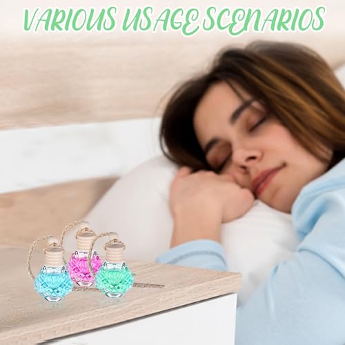 60 Pcs Hanging Car Air Freshener Car Diffuser Bottle Empty Glass Perfume Bottles Air Freshener Diffuser Bottle Pendant for Essential Oils Fragrance Aromatherapy Ornament Decor (60 Count)