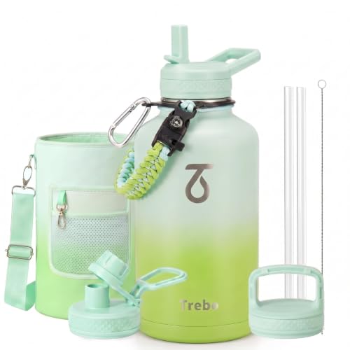 64 oz Water Bottle Stainless Steel with 3 Lids