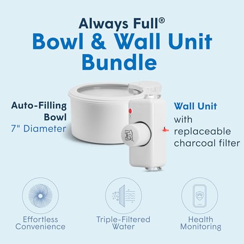 7" Self Refilling Cat Water Bowl with Wall Unit