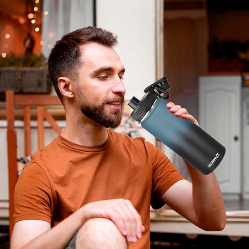 24oz Sports Insulated Water Bottle for School with 2 Lids