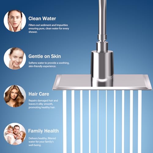 Filtered Shower Head 8 Inch Stainless Steel Square Shower Head