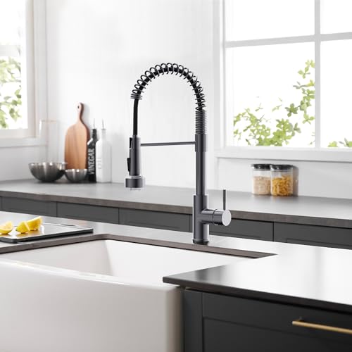 Led Black Stainless Kitchen Faucet with Pull Down Sprayer