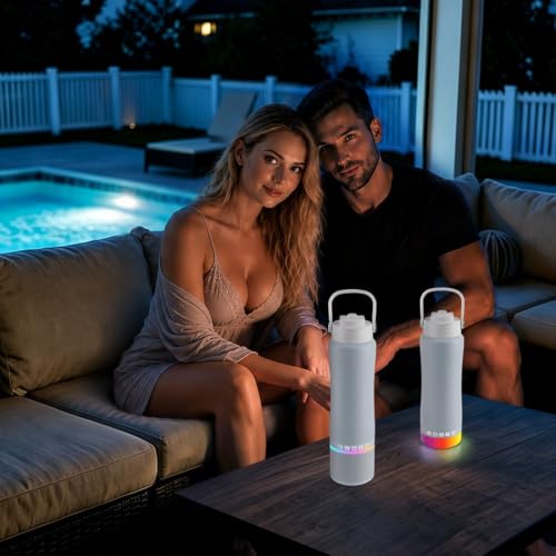 Stainless Steel Water Bottle with Camping Lantern & Night Light